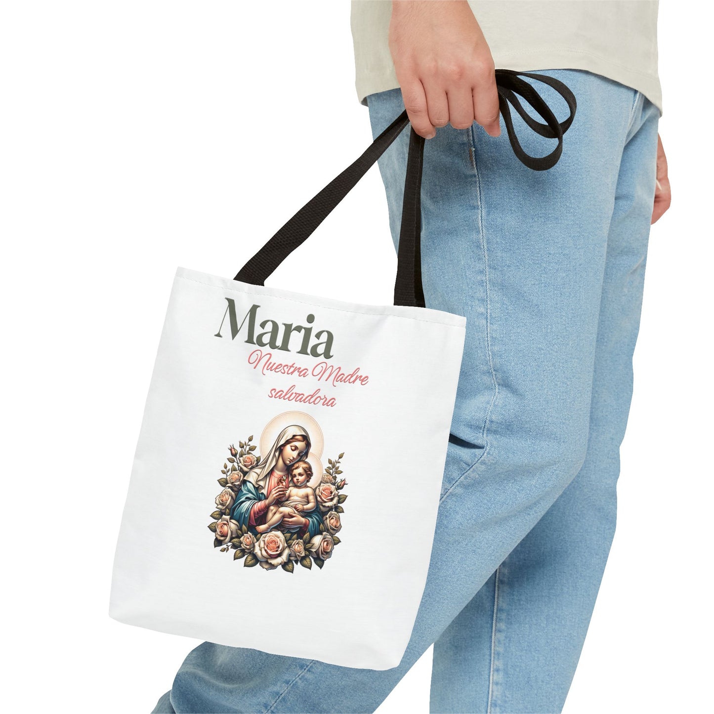 Faith Maria Jesus Tote Bag — Religious Faith All-Over Print Tote