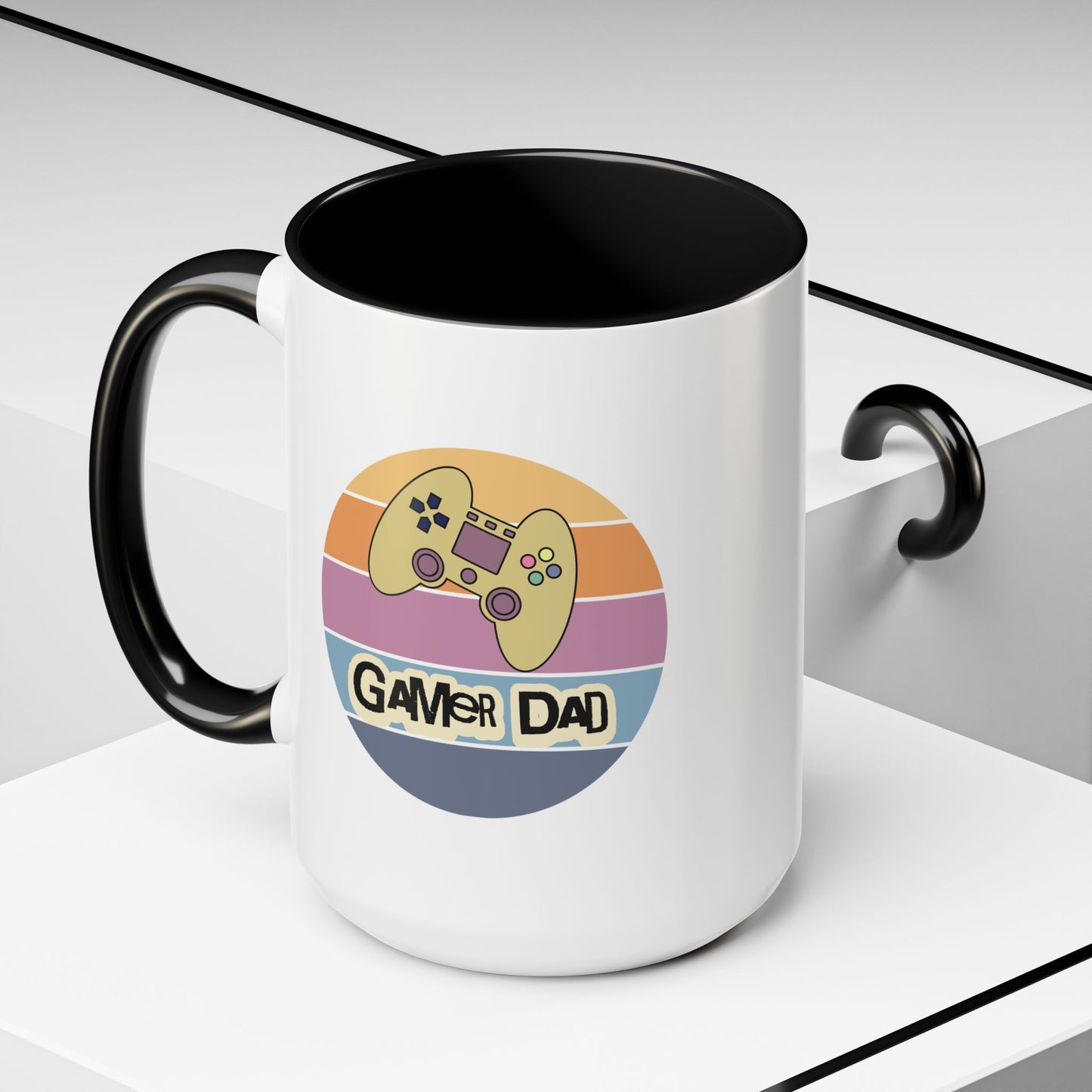 Gamer Dad Coffee Mug — Retro Controller Accent Mug (11/15 oz)