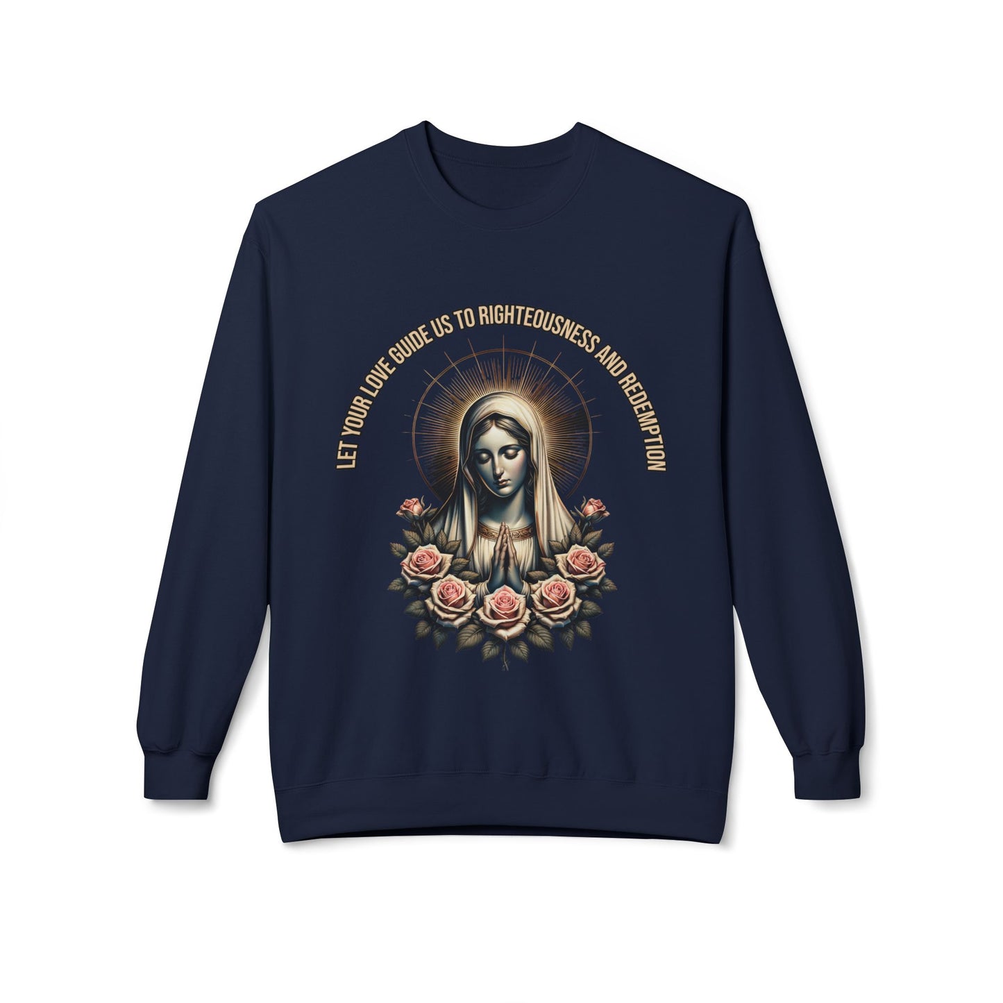 Virgin Mary Floral Sweatshirt — 'She Will Be Comfort For Those Who Mourn' Religious Crewneck