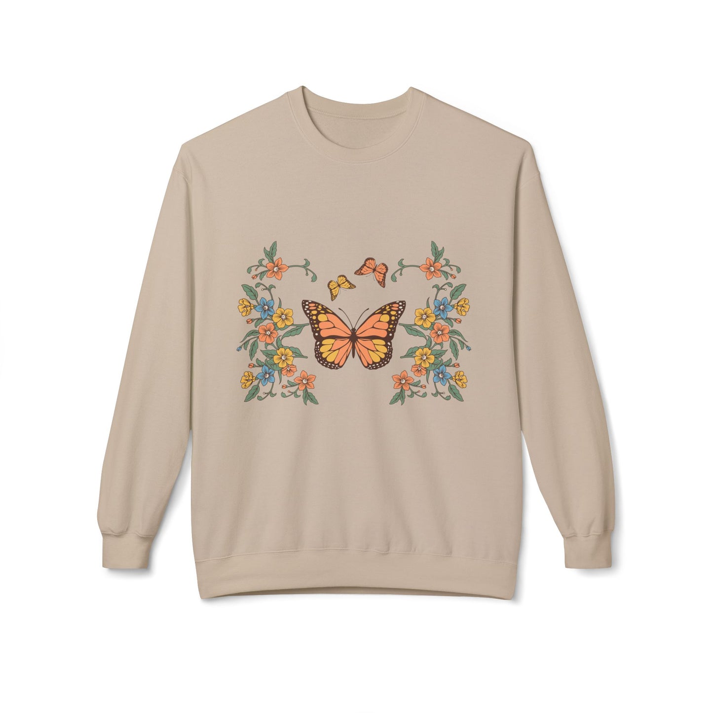 Butterfly Floral Crewneck Sweatshirt — Monarch Garden Graphic