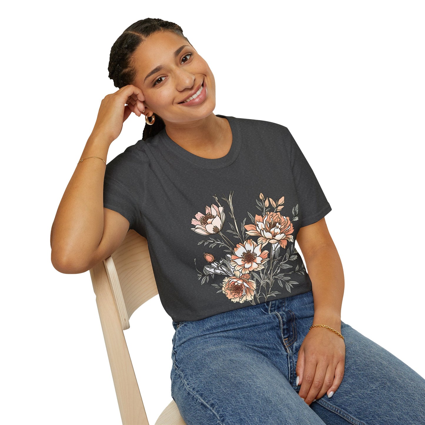 Floral Bouquet Tee - Vintage Peach Botanical T-Shirt