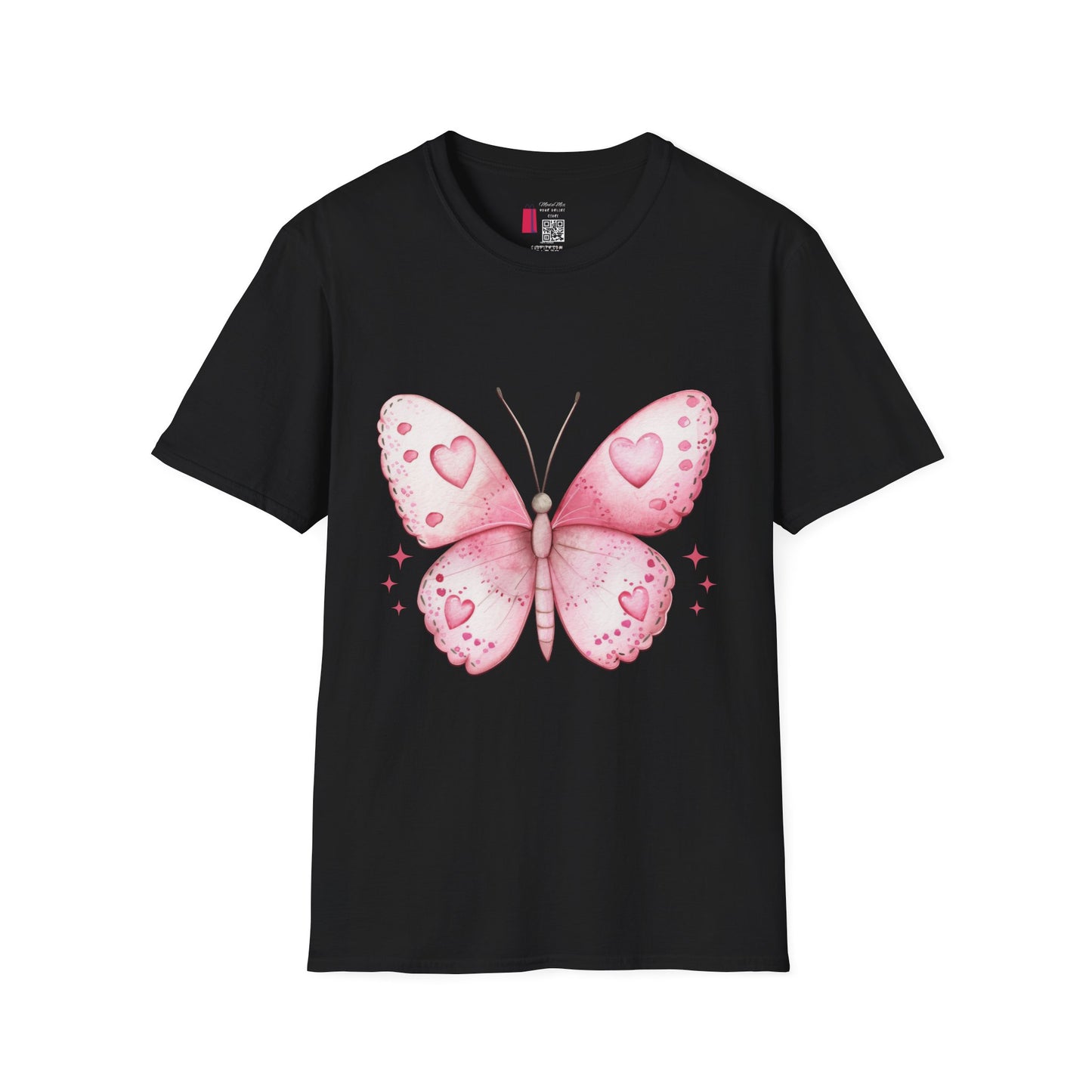Pink Heart Butterfly T-Shirt — Cute Romantic Graphic Tee