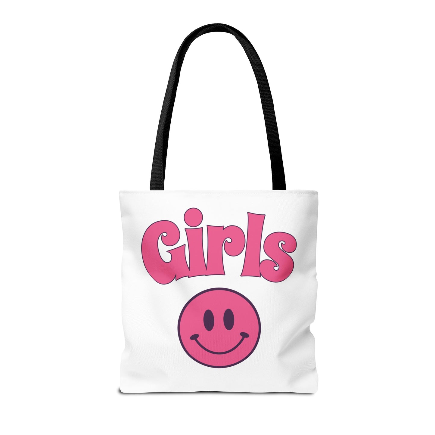 Girls Pink Smile Tote Bag — Cute Retro Smiley Shopper