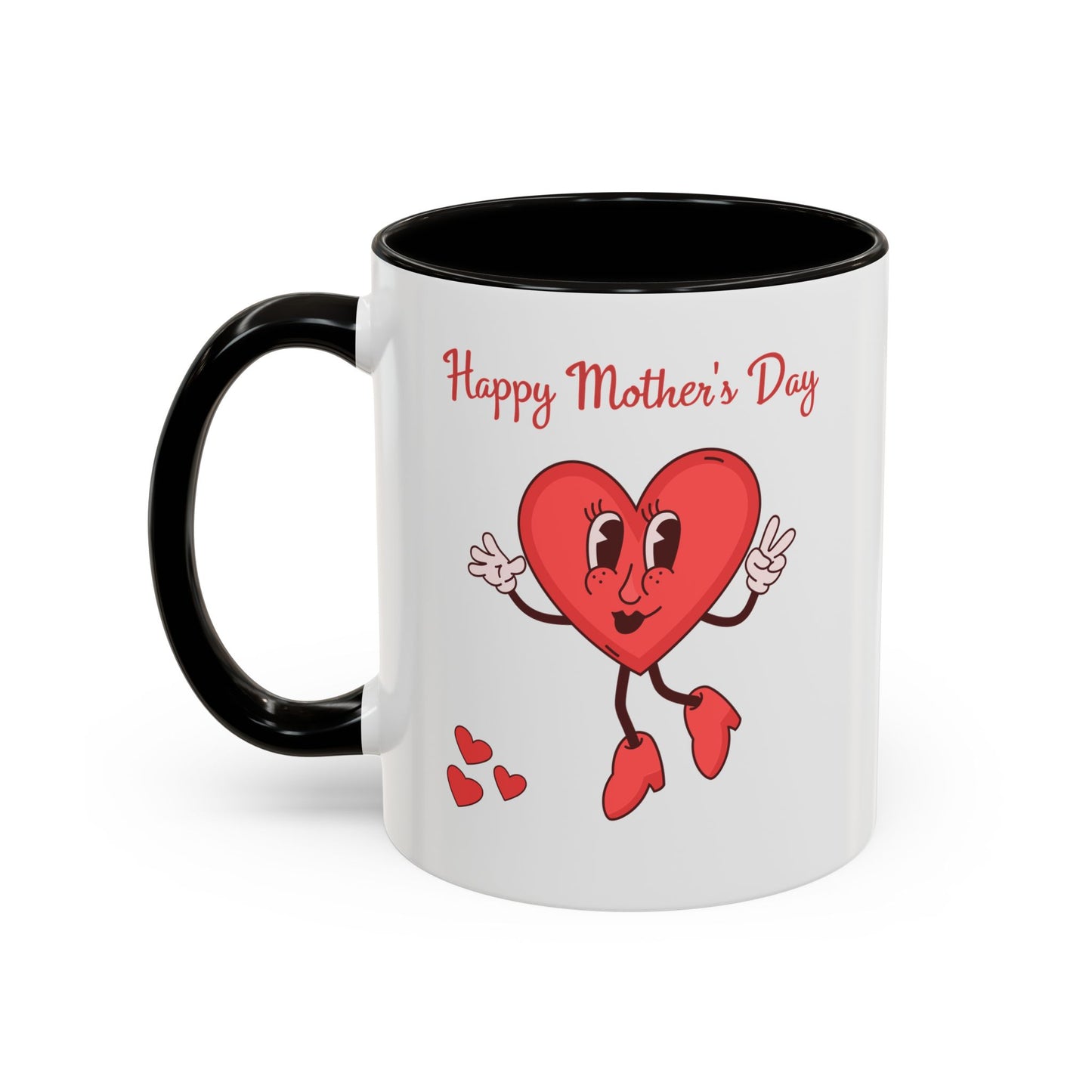 Happy Mother's Day Heart Mug — Cute Retro Heart Mom Coffee Cup (11oz, 15oz)
