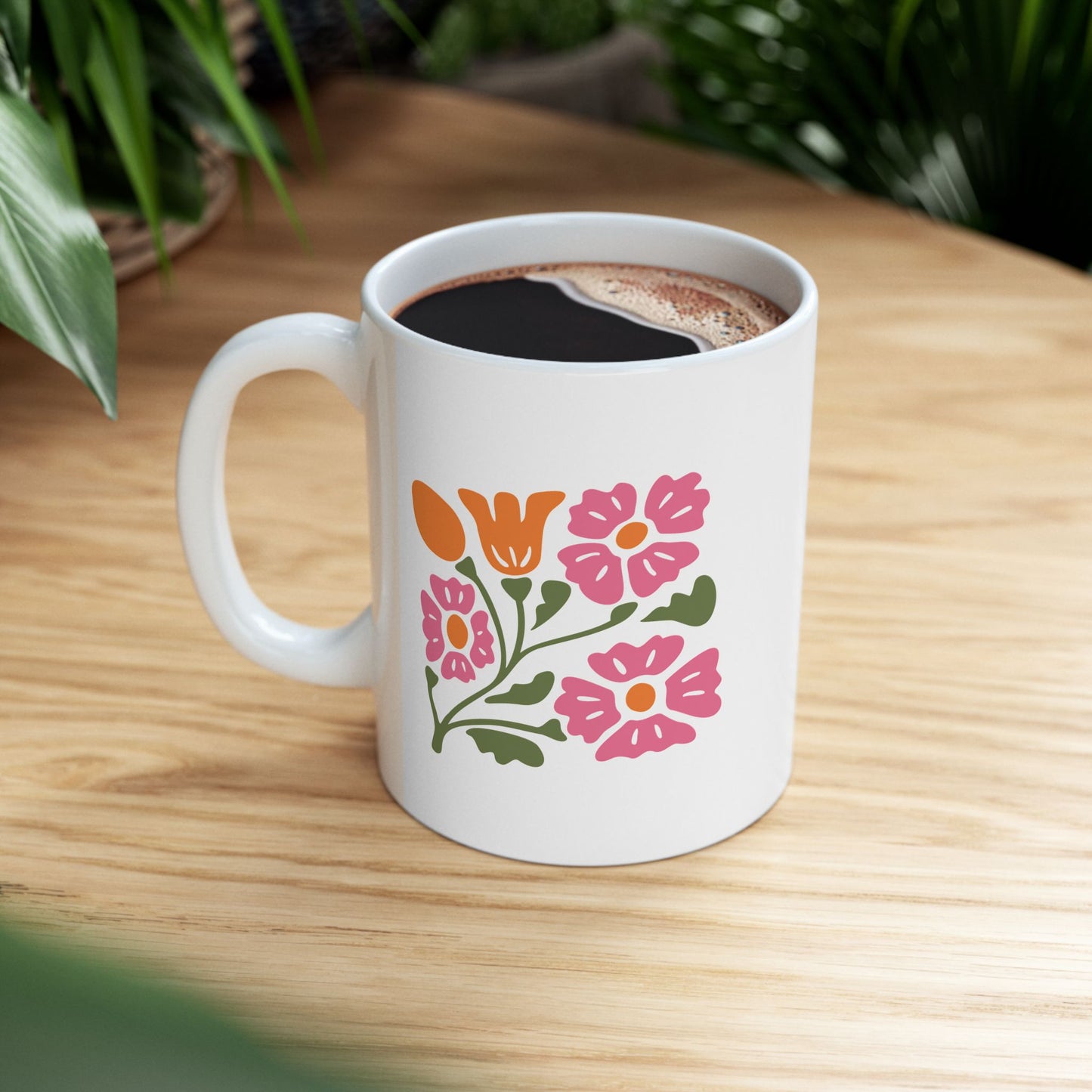 Floral Bouquet Ceramic Mug — Colorful Wildflower Coffee Cup (11oz/15oz)