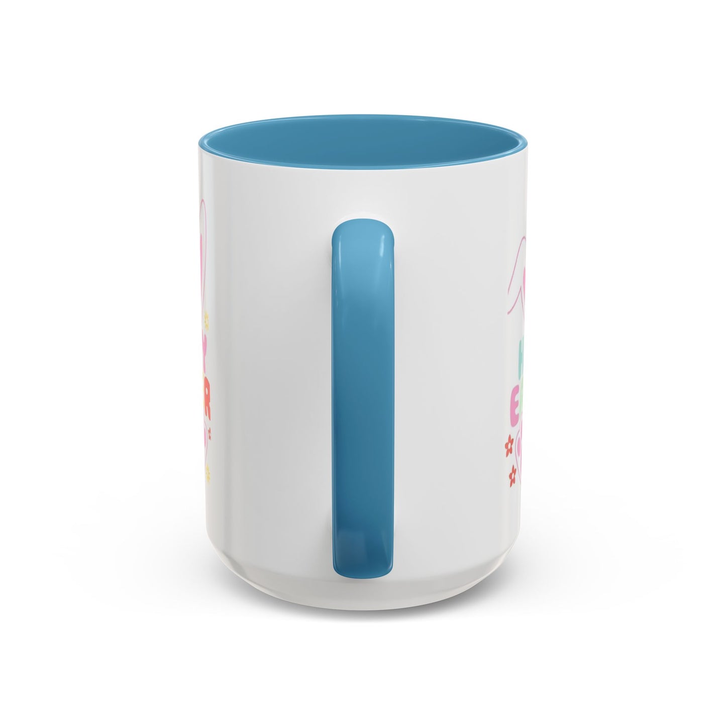 Happy Easter Bunny Accent Coffee Mug — Pink Interior 11/15oz