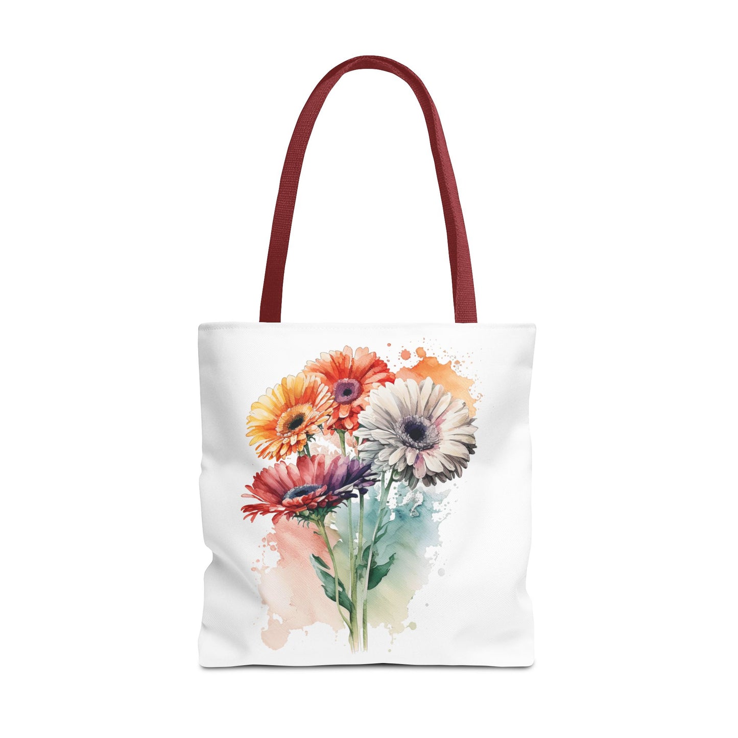 Floral Watercolor Tote Bag — Colorful Gerbera Bouquet All-Over Print