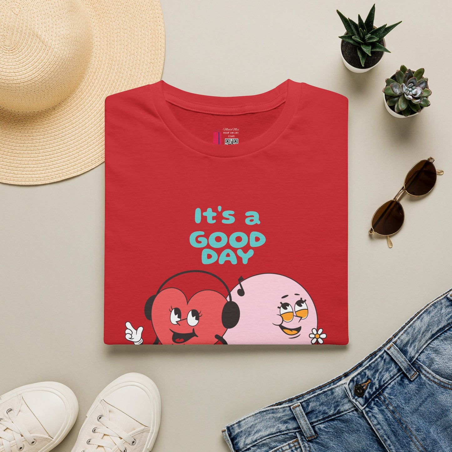It's a Good Day to Be Happy T-Shirt — Cute Heart & Smile Graphic Tee