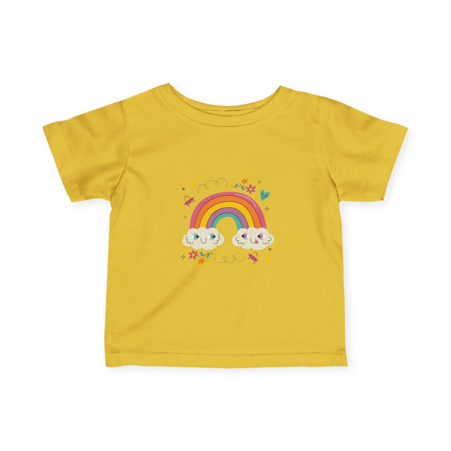 Infant Rainbow Tee – Cute Smiling Clouds & Stars Baby Shirt