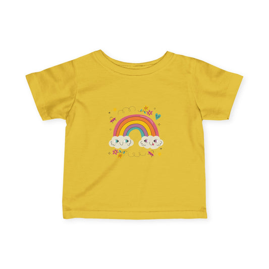 Infant Rainbow Tee – Cute Smiling Clouds & Stars Baby Shirt