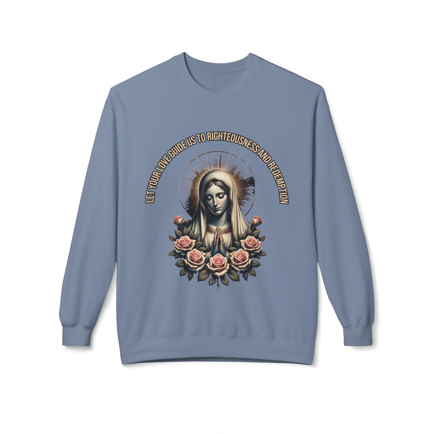 Virgin Mary Floral Sweatshirt — 'She Will Be Comfort For Those Who Mourn' Religious Crewneck