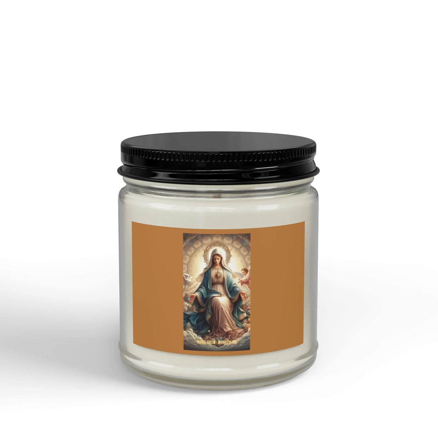 Virgin Mary Soy Candle — 4oz & 9oz Scented Jar with Black Lid
