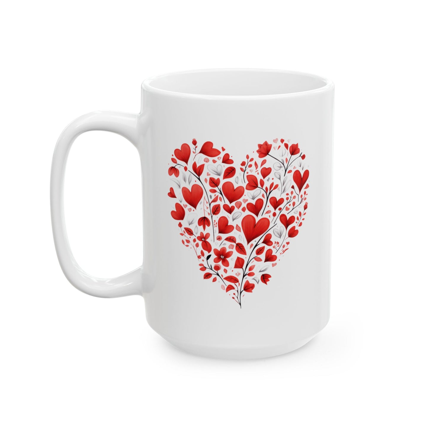 Valentine Heart Pattern Ceramic Mug — Romantic Love Gift (11oz & 15oz)