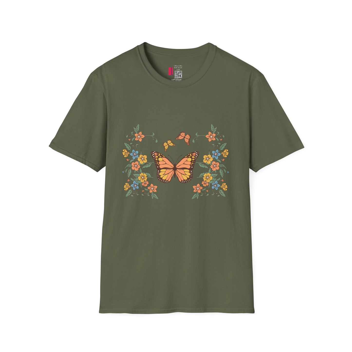 Monarch Butterfly Floral Tee — Vintage Botanical Butterfly T-Shirt