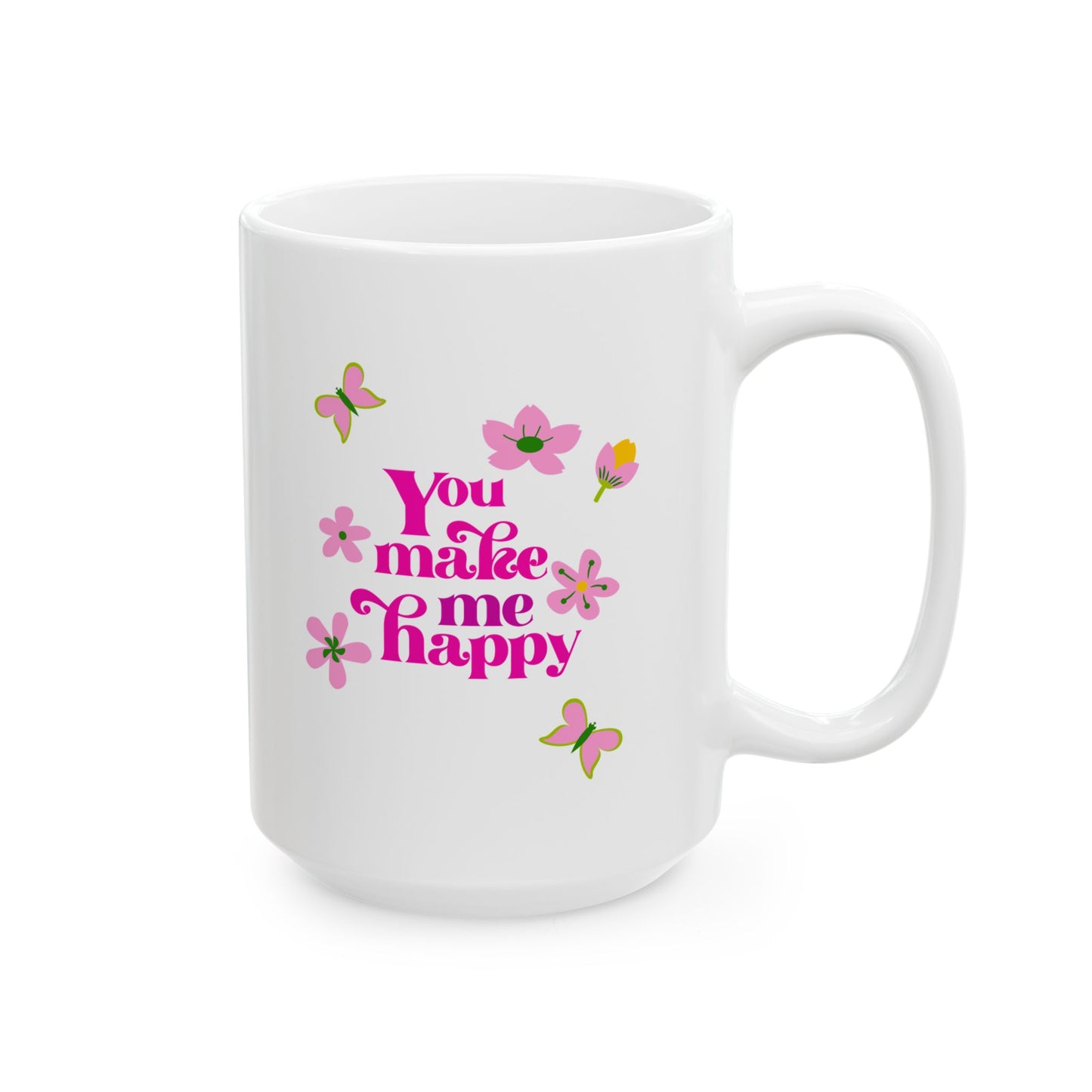 Floral Pink Cherry Blossom Ceramic Mug – Cute Spring Coffee Cup (11oz/15oz)