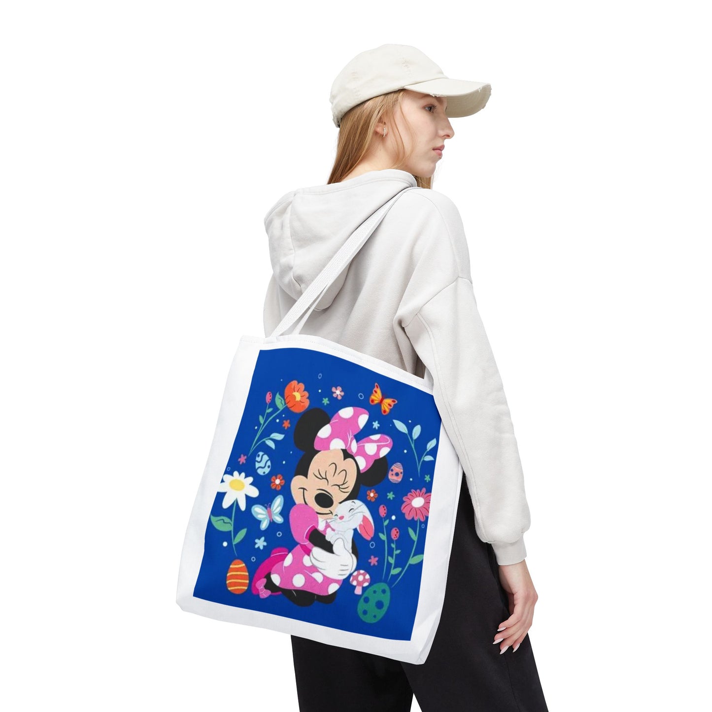 Floral Minnie Bunny Tote Bag — Cute Easter Canvas Carryall