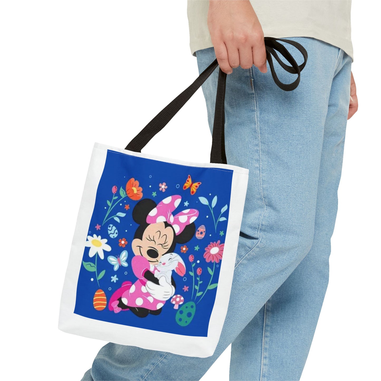 Floral Minnie Bunny Tote Bag — Cute Easter Canvas Carryall