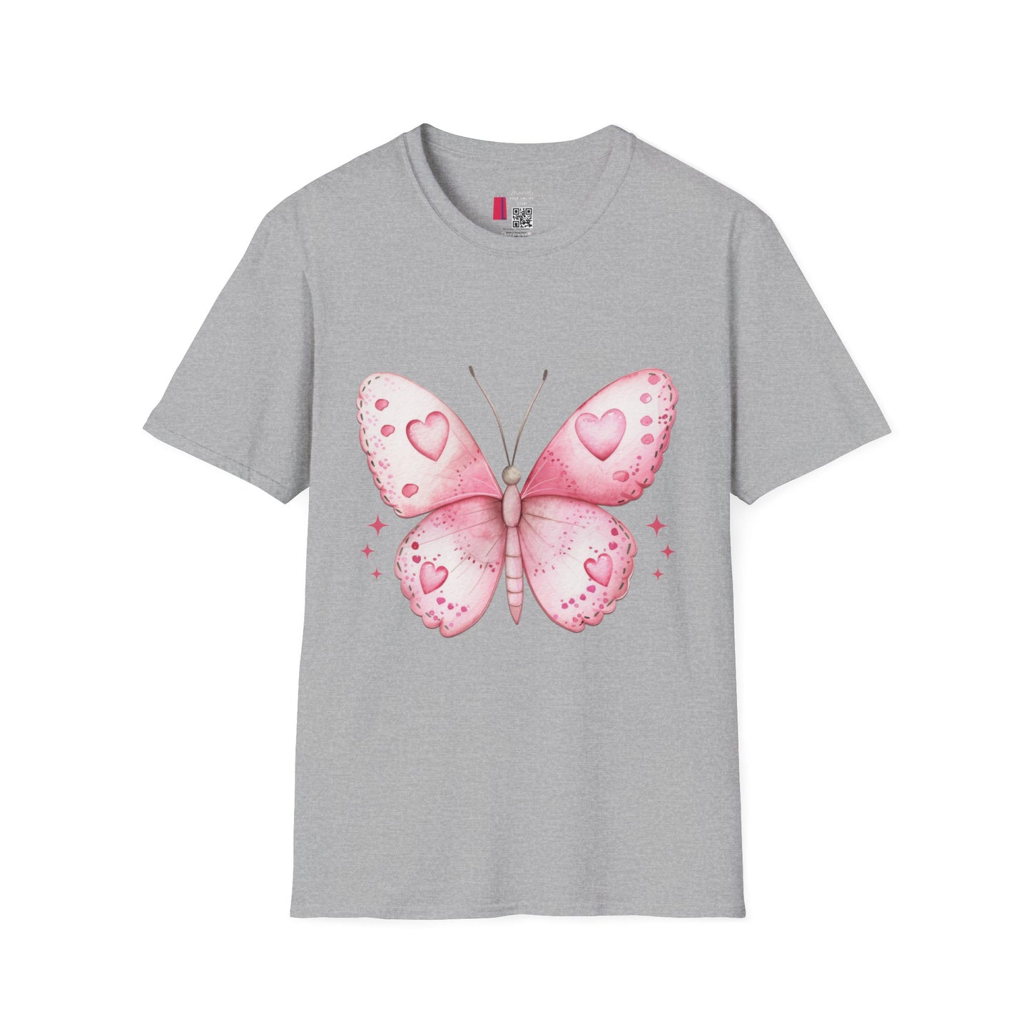 Pink Heart Butterfly T-Shirt — Cute Romantic Graphic Tee