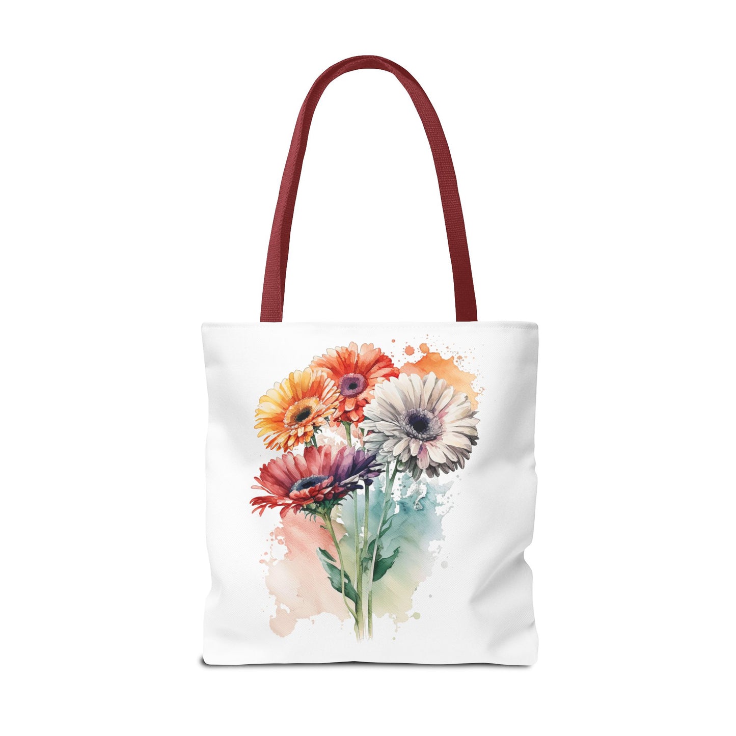 Floral Watercolor Tote Bag — Colorful Gerbera Bouquet All-Over Print