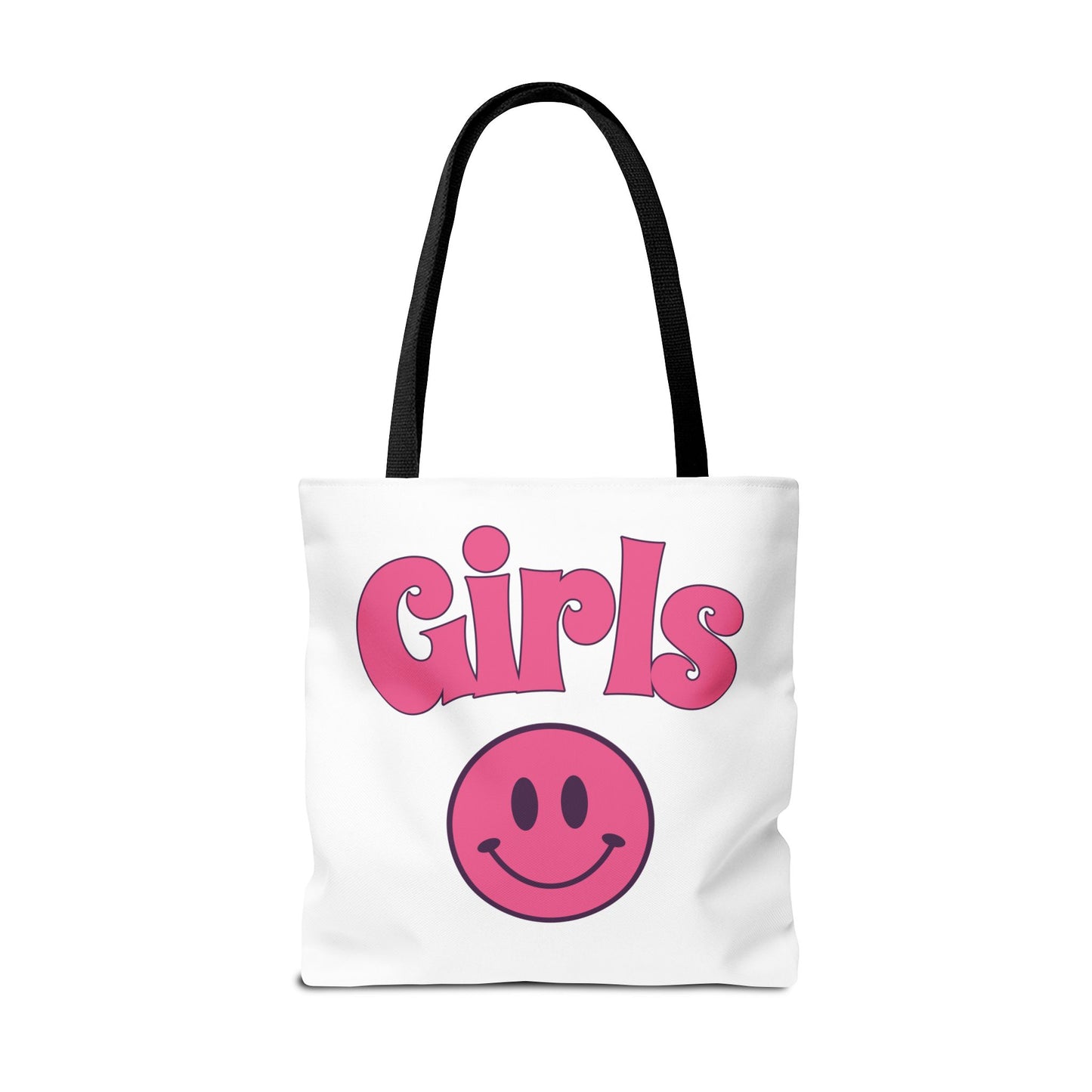 Girls Pink Smile Tote Bag — Cute Retro Smiley Shopper