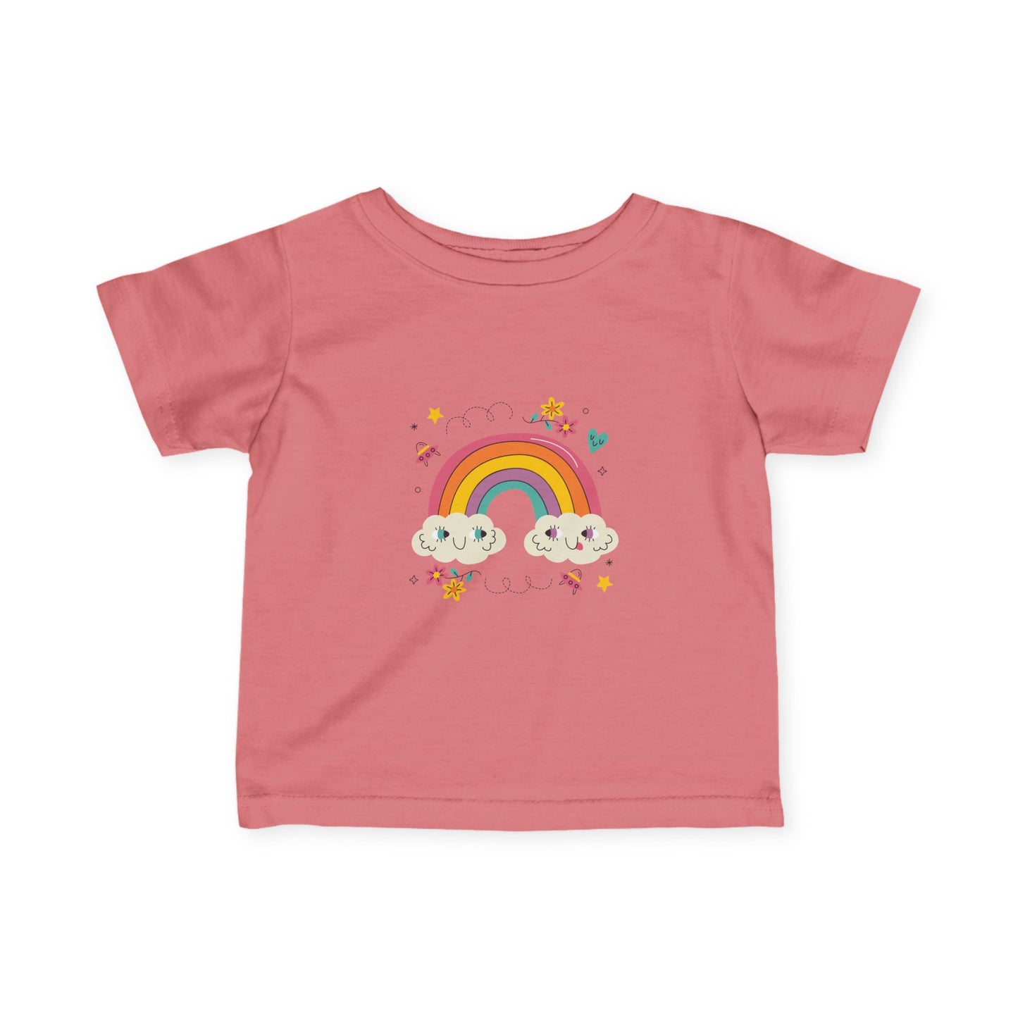 Infant Rainbow Tee – Cute Smiling Clouds & Stars Baby Shirt