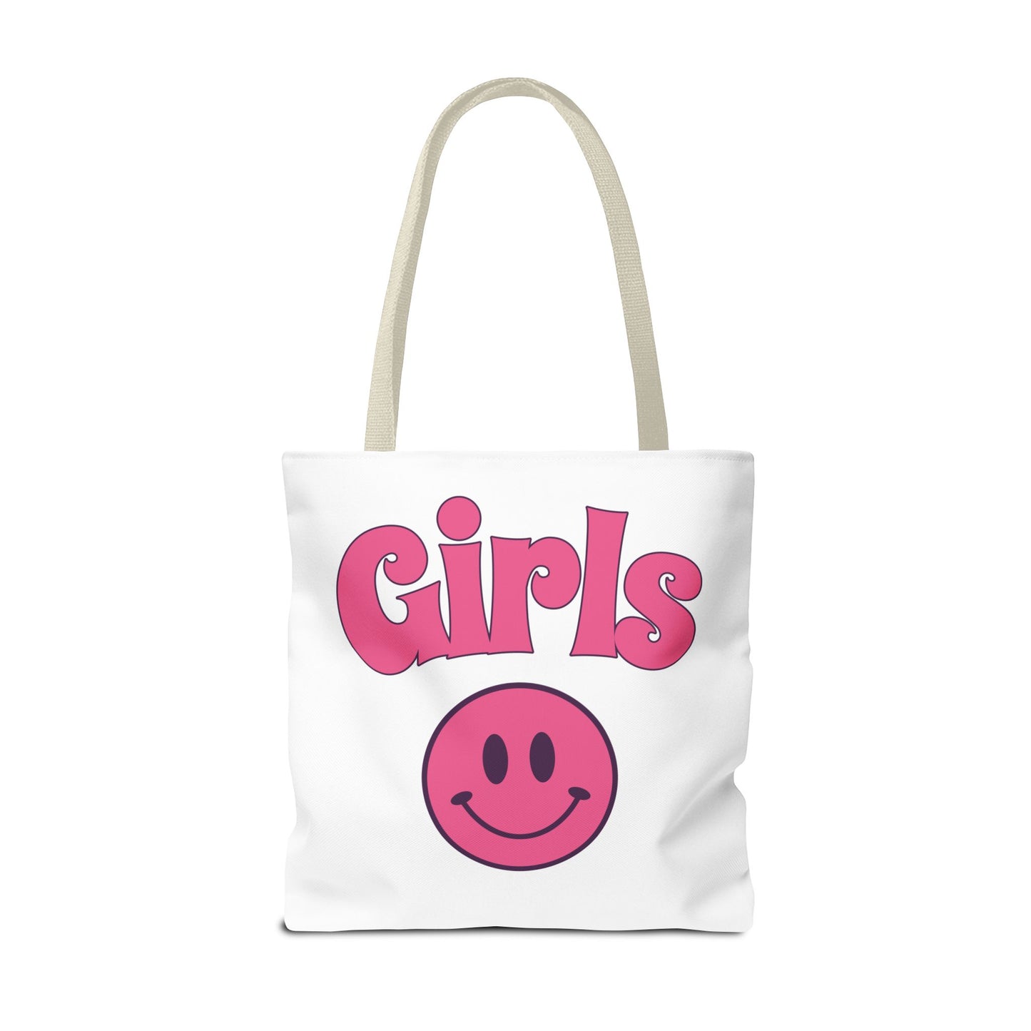 Girls Pink Smile Tote Bag — Cute Retro Smiley Shopper
