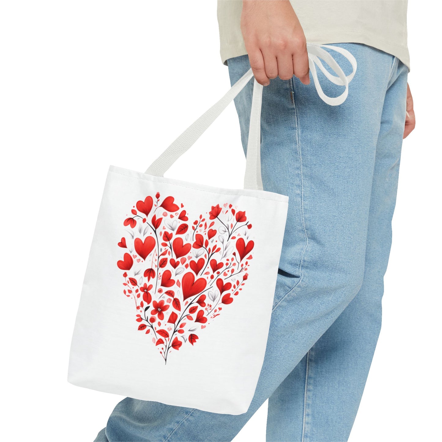Heart Floral Tote Bag – Romantic Valentine’s Day Canvas Shopper