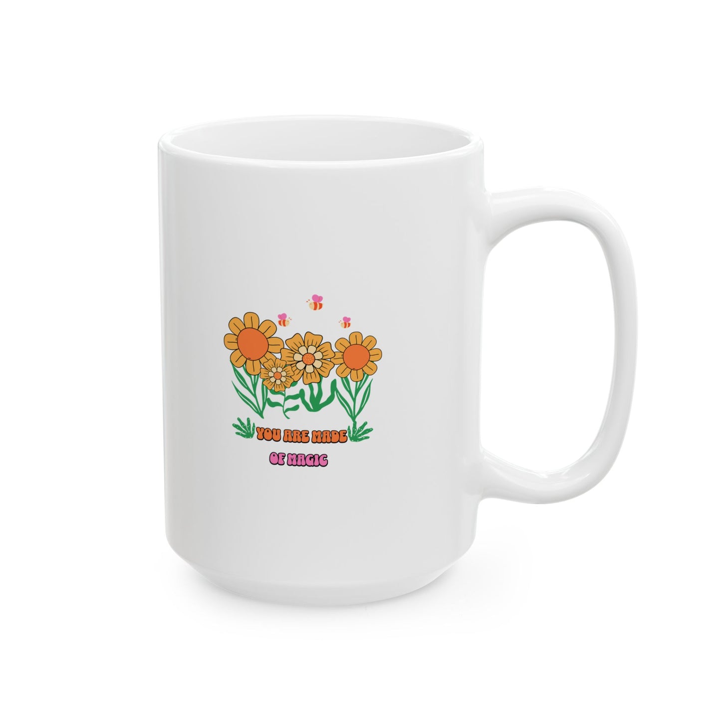 Floral Bloom Ceramic Mug — Orange Watercolor Flower Coffee Cup (11oz, 15oz)