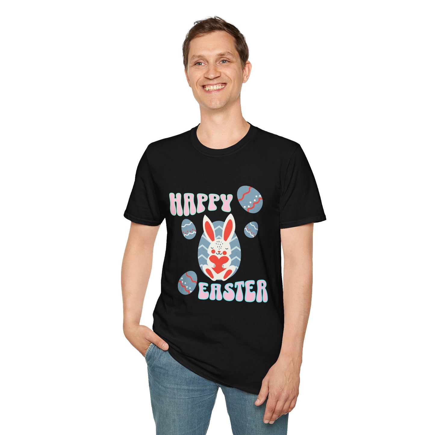 Happy Easter Bunny T-Shirt — Cute Pastel Easter Eggs Design