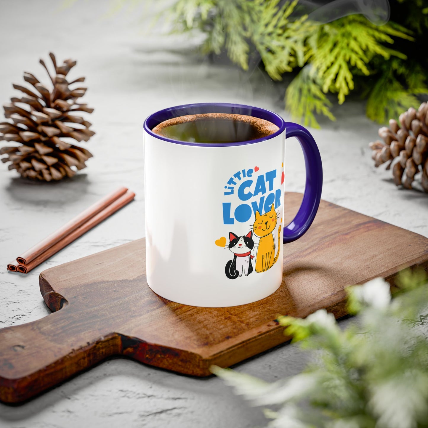 Cat Lover Mug — Colorful 11oz/15oz Ceramic Coffee Cup (Little Cat Lover Design)