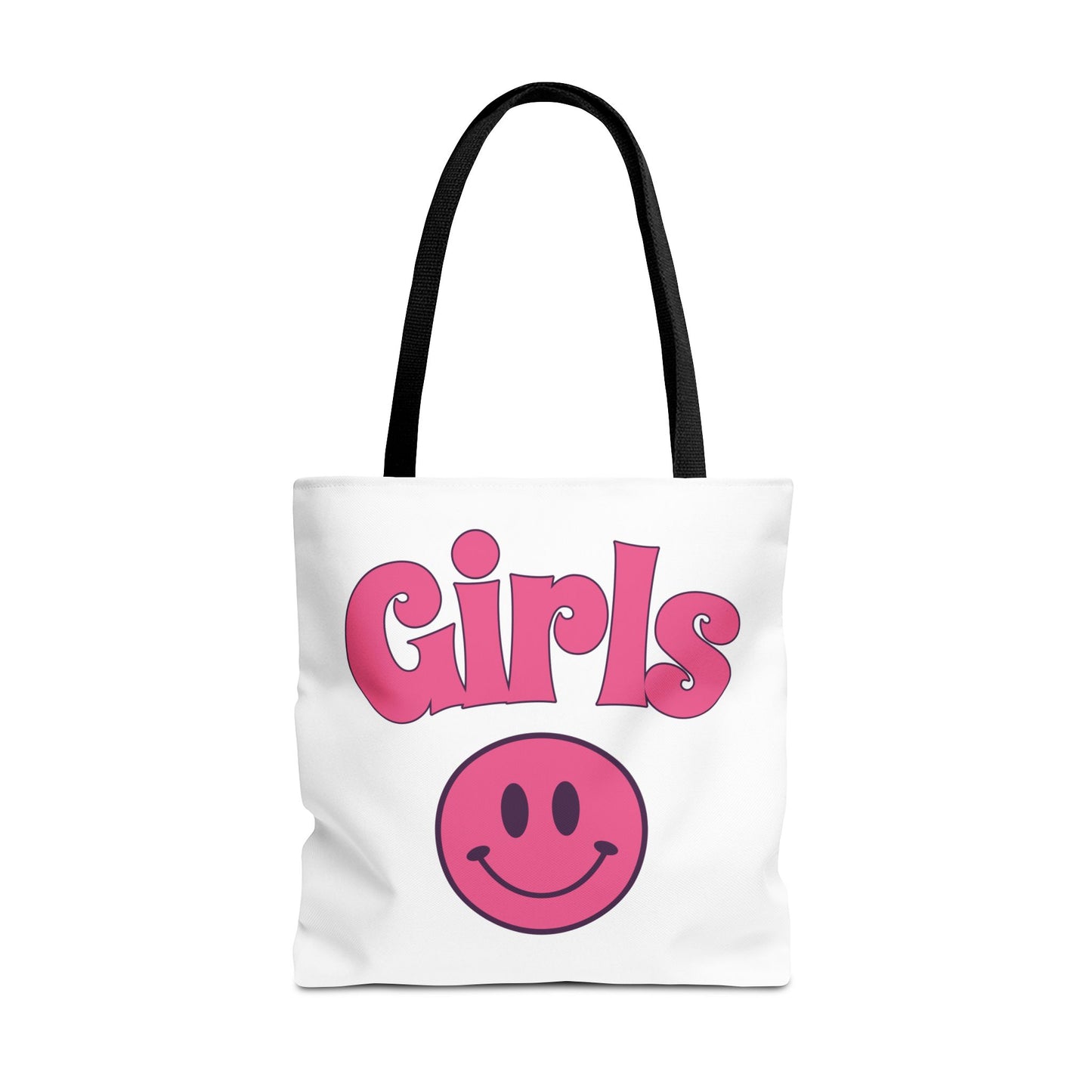 Girls Pink Smile Tote Bag — Cute Retro Smiley Shopper
