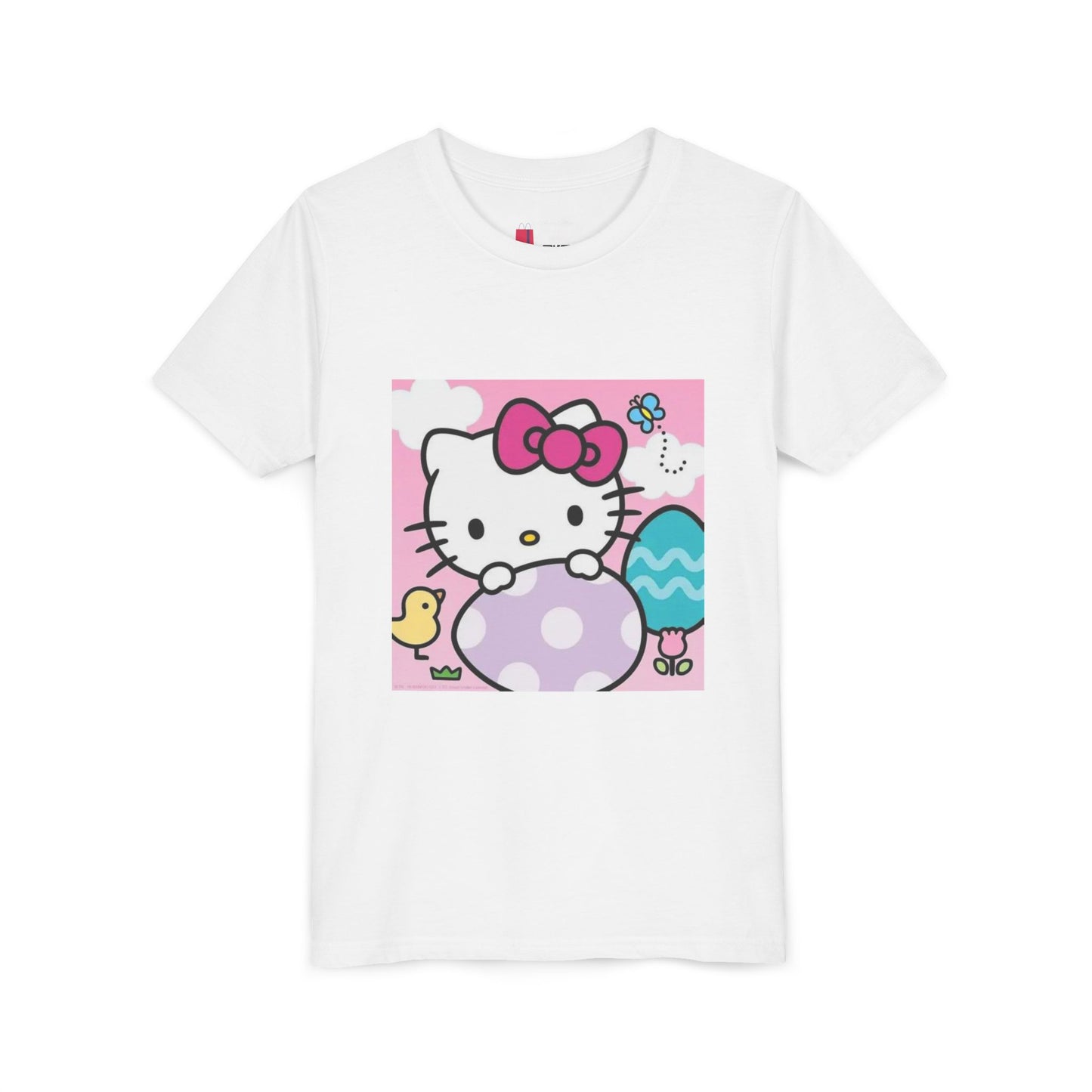 Hello Kitty Easter Youth Tee — Cute Bunny & Eggs Spring Shirt