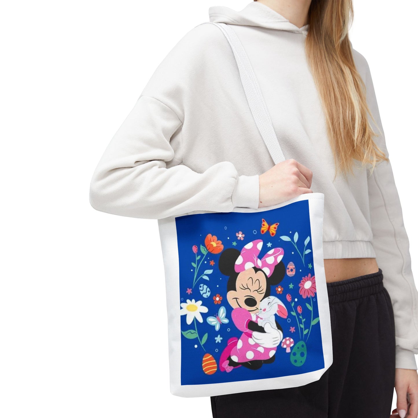 Floral Minnie Bunny Tote Bag — Cute Easter Canvas Carryall