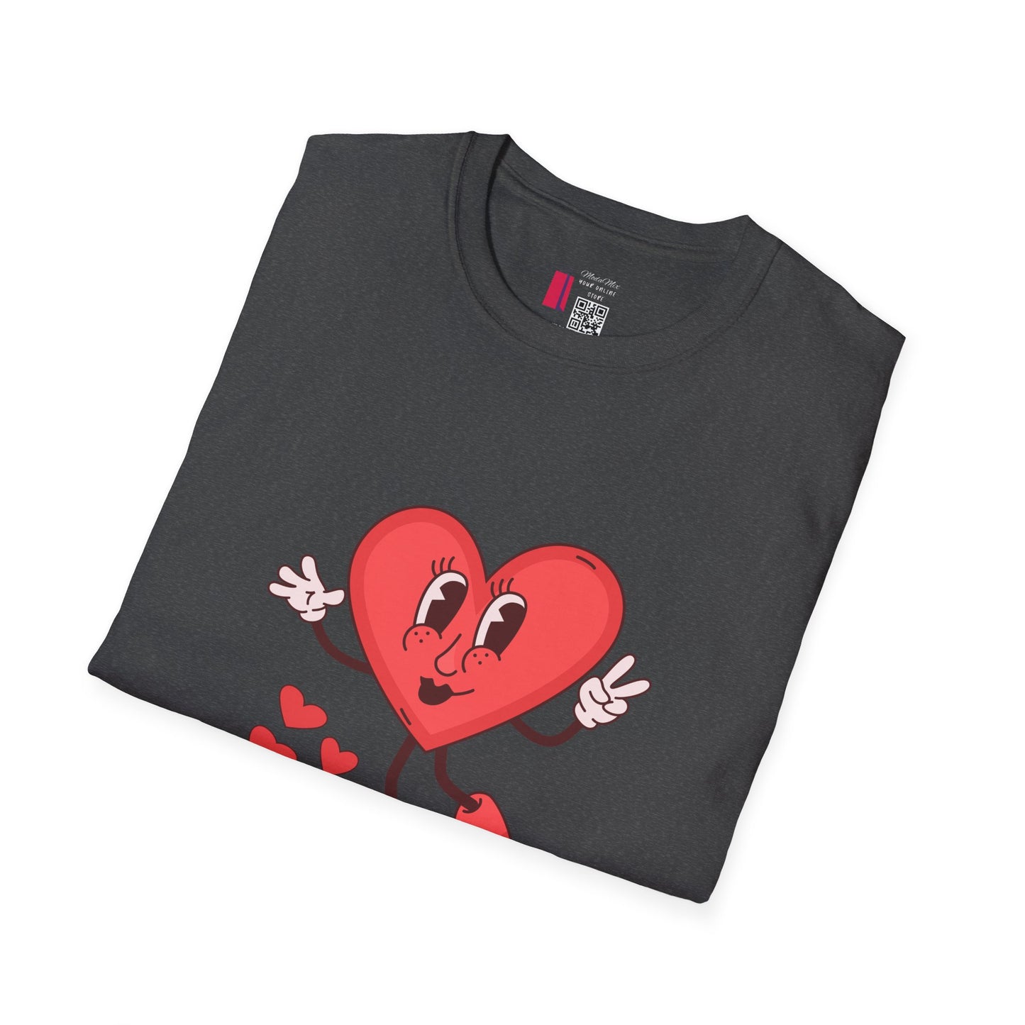 Heart Character T-Shirt — Cute Retro Dancing Heart Graphic for Valentine’s Day
