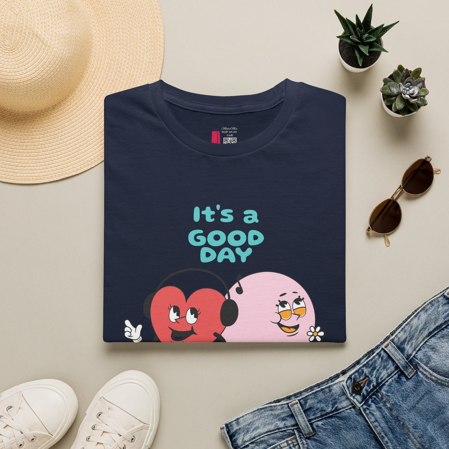 It's a Good Day to Be Happy T-Shirt — Cute Heart & Smile Graphic Tee
