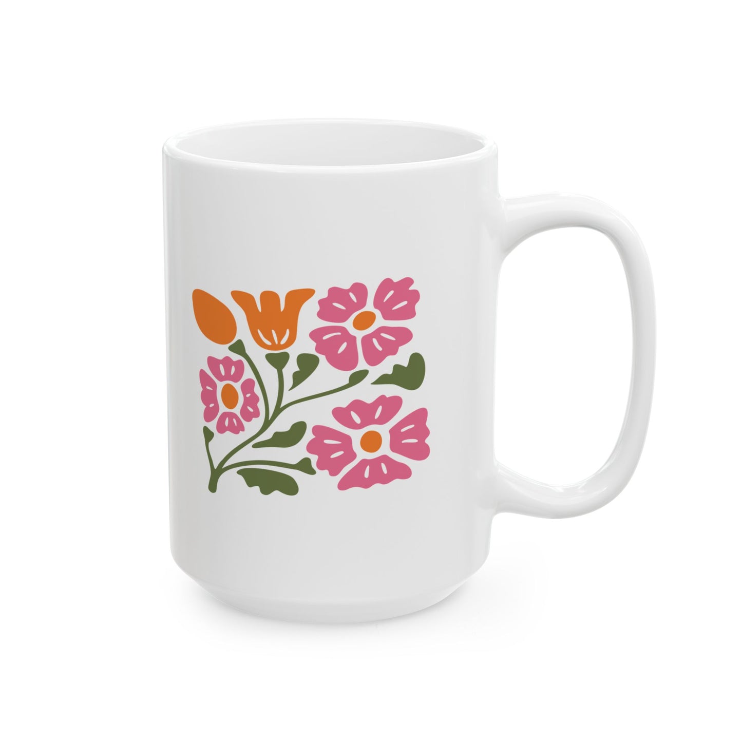 Floral Bouquet Ceramic Mug (11oz & 15oz) — Colorful Spring Flowers Coffee Cup