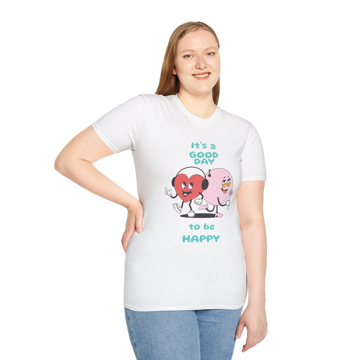 It's a Good Day to Be Happy T-Shirt — Cute Heart & Smile Graphic Tee