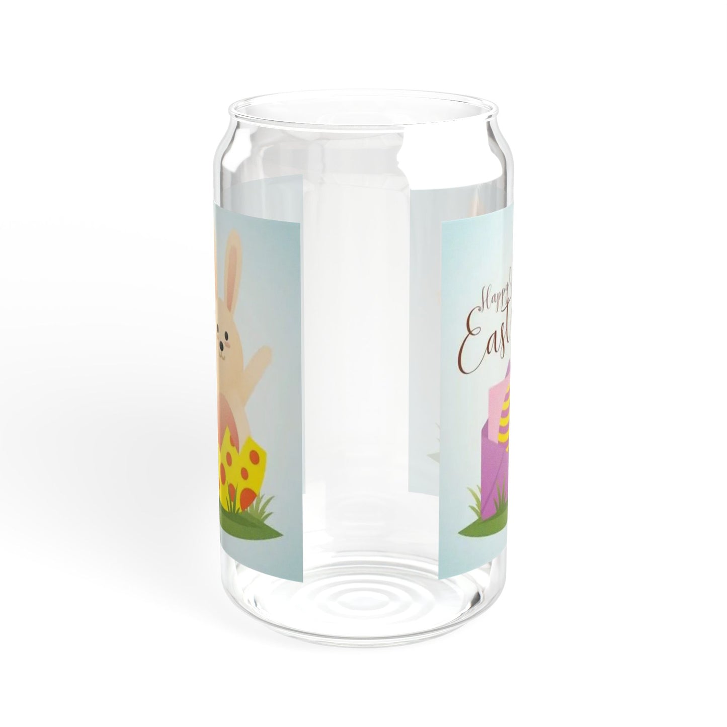 Easter Bunny 16oz Sipper Glass — Cute Spring Bunny & Eggs Travel Cup