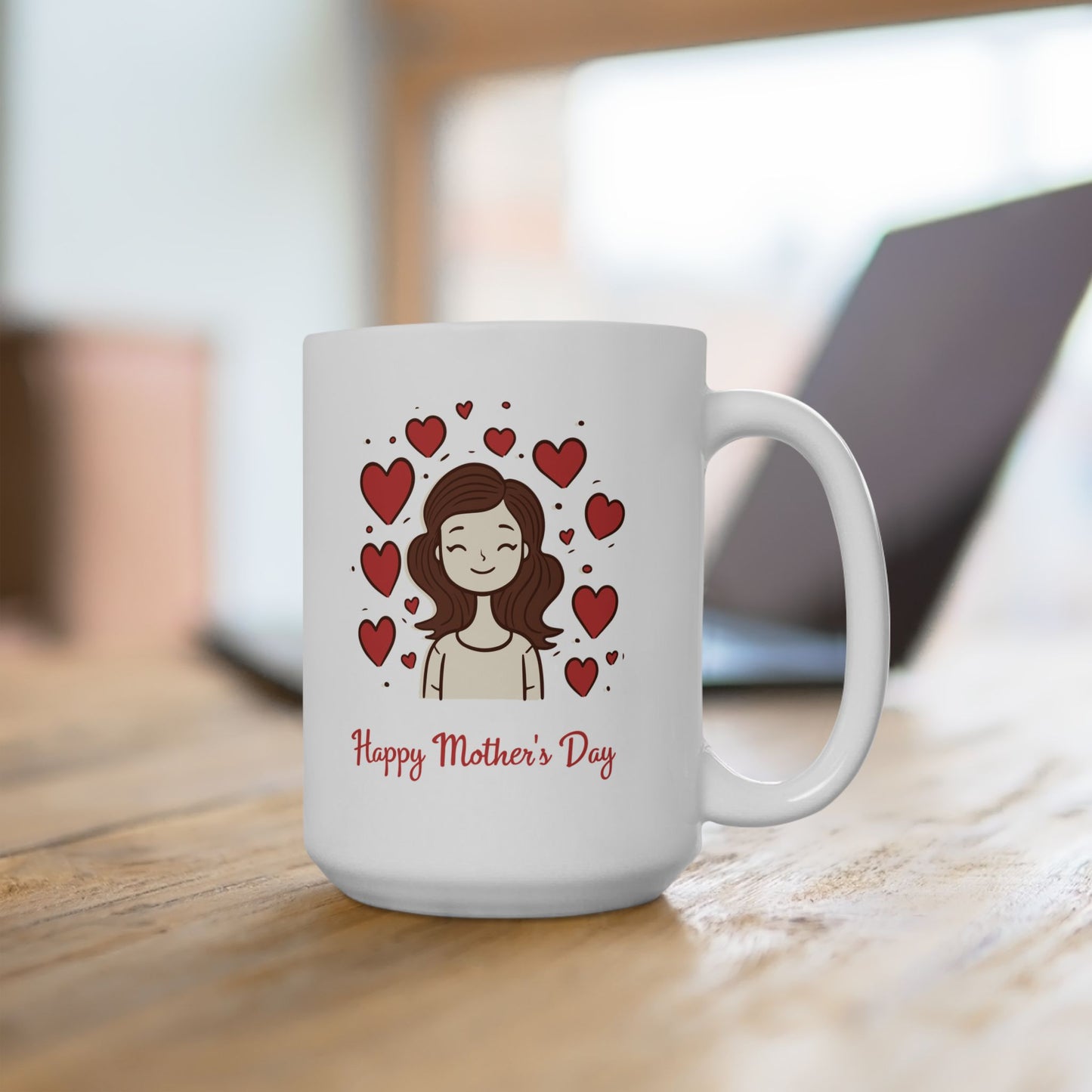 Valentine’s Day Heart Stack Ceramic Mug — 'Happy Day' Romantic Coffee Cup (11oz & 15oz)