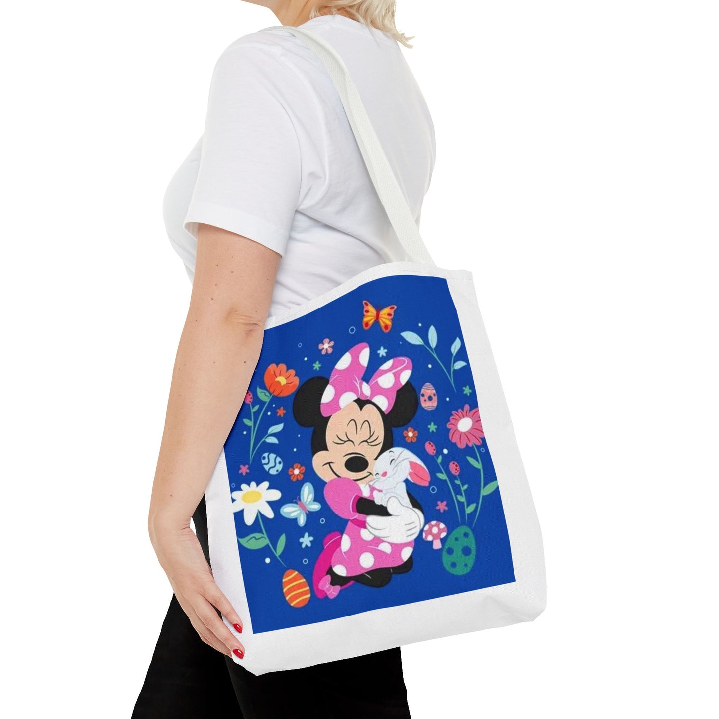 Floral Minnie Bunny Tote Bag — Cute Easter Canvas Carryall