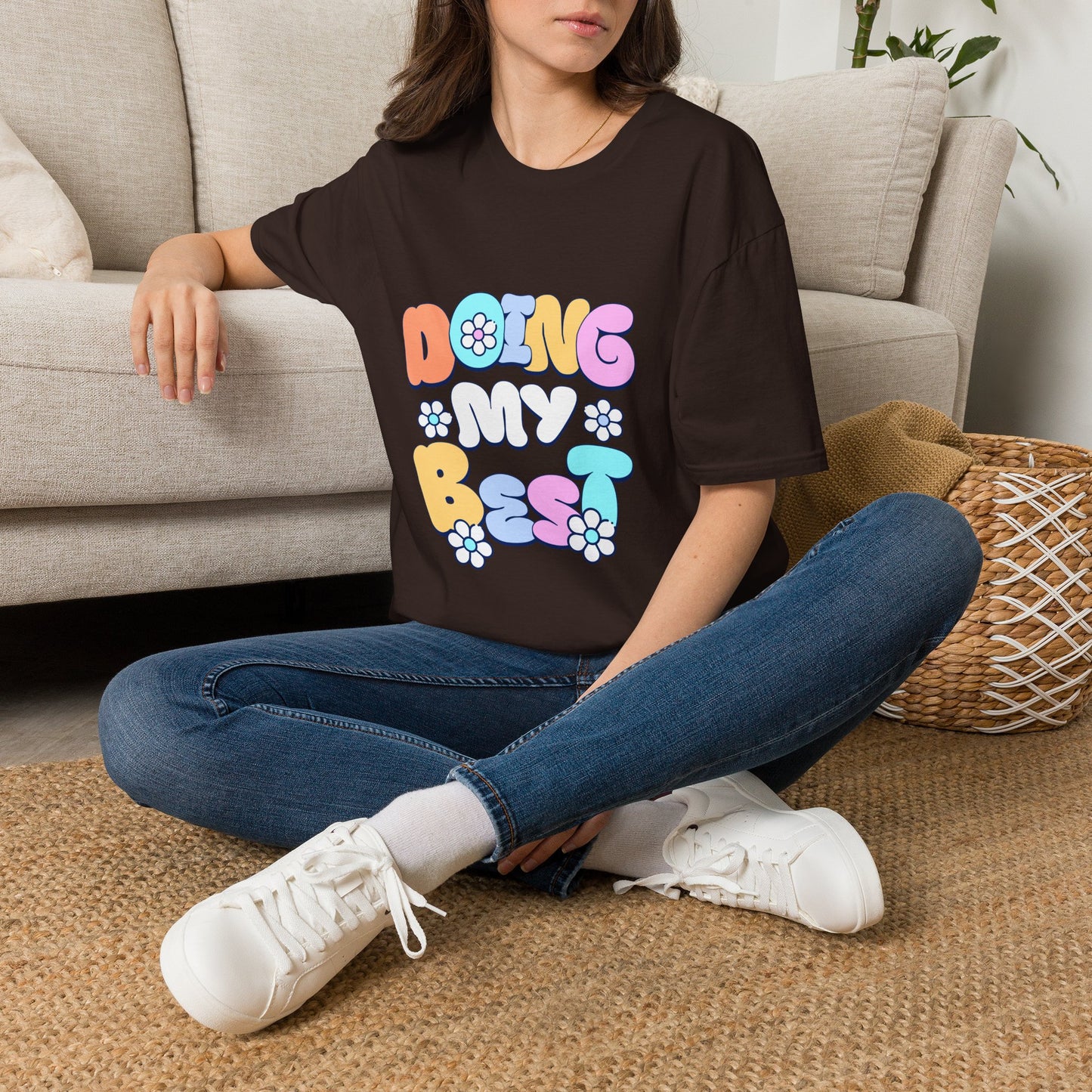 Retro Floral "Doing My Best" T-Shirt