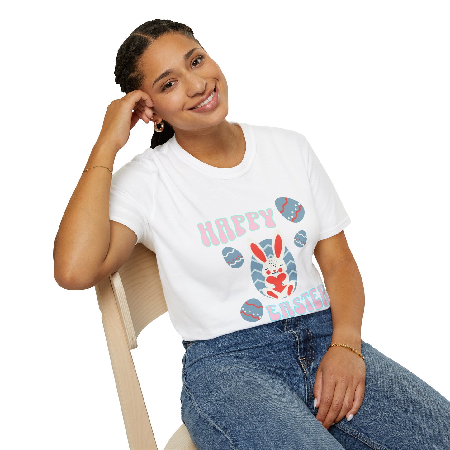 Happy Easter Bunny T-Shirt — Cute Pastel Easter Eggs Design