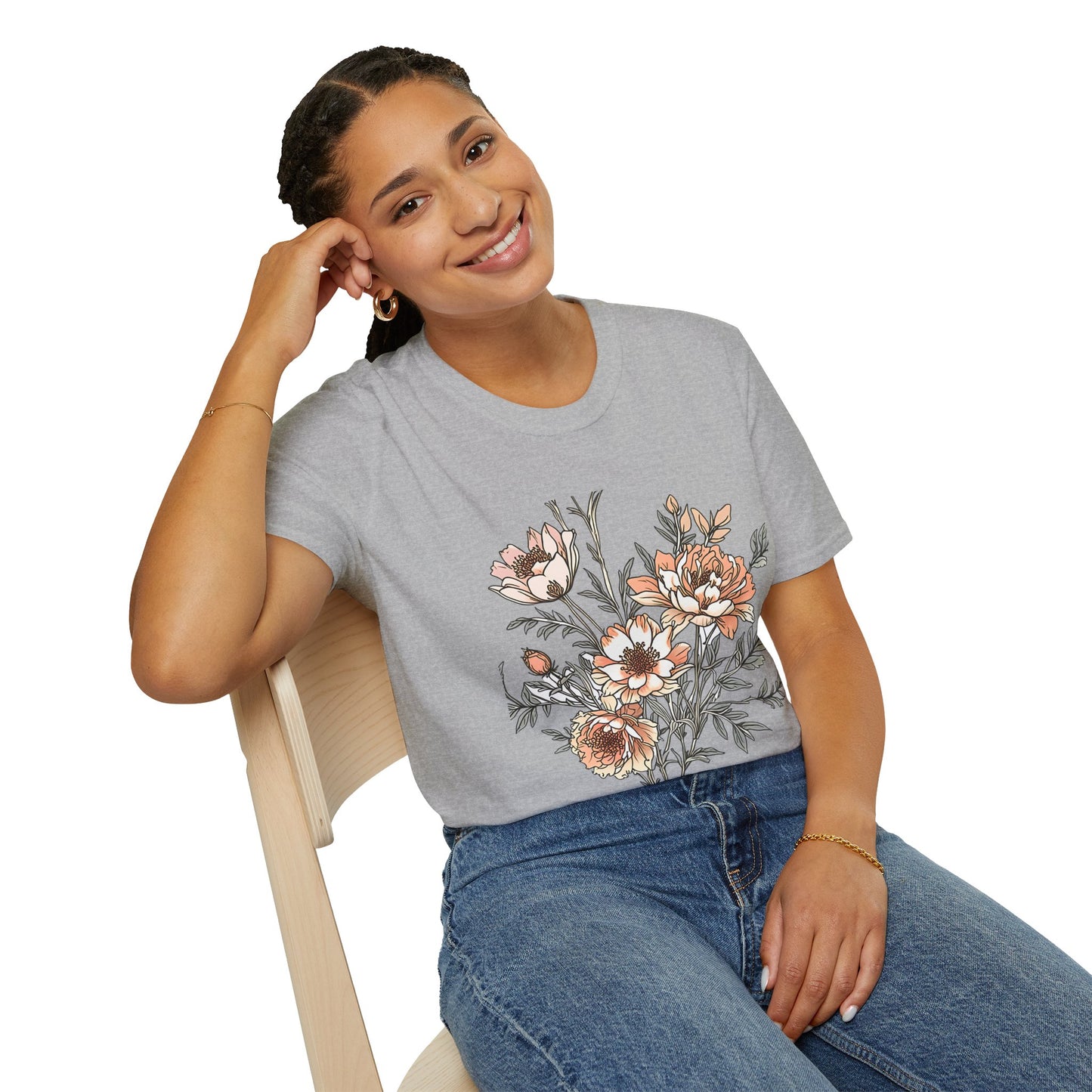 Floral Bouquet Tee - Vintage Peach Botanical T-Shirt