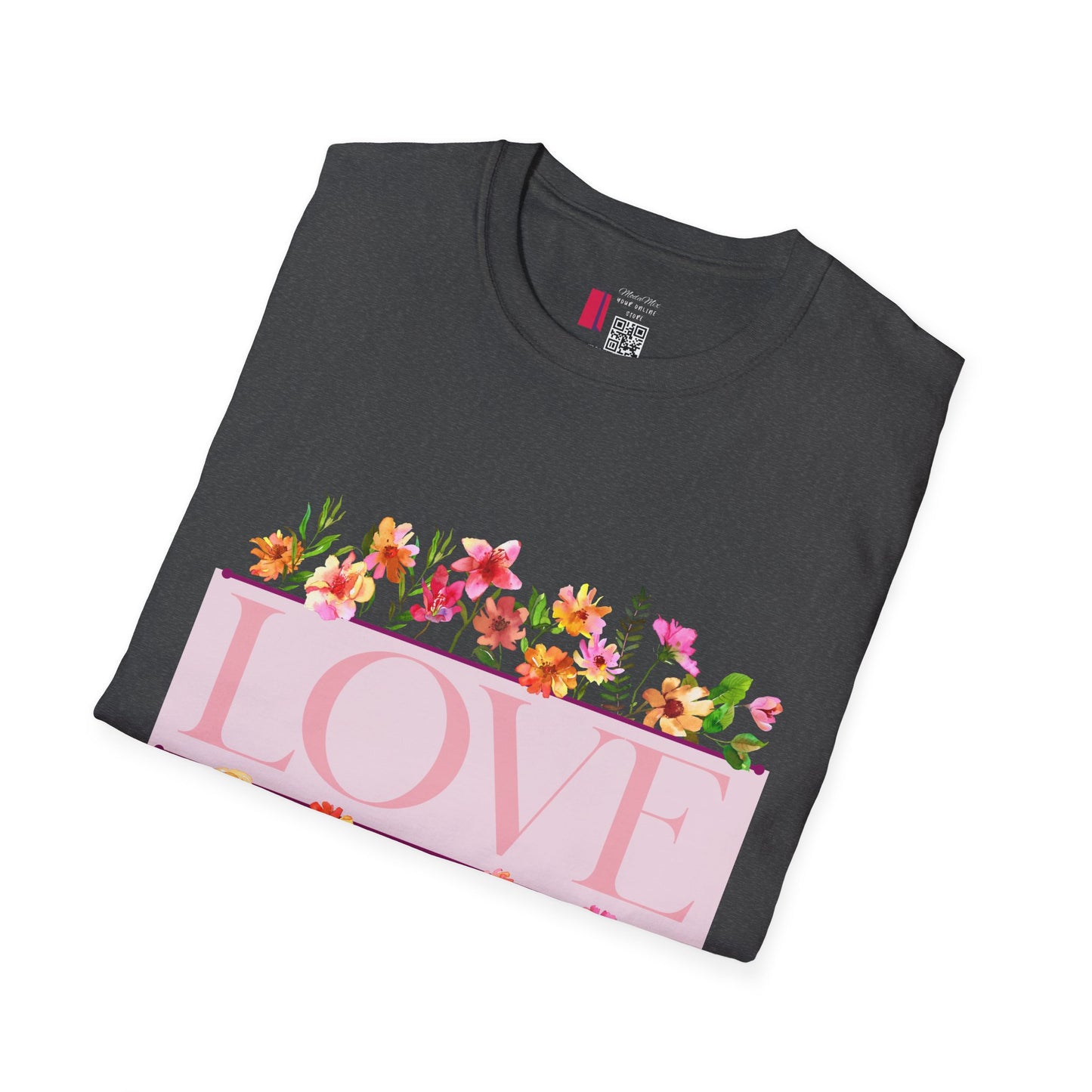 Love Floral T-Shirt — Pink "LOVE" Graphic Tee for Women & Gifts