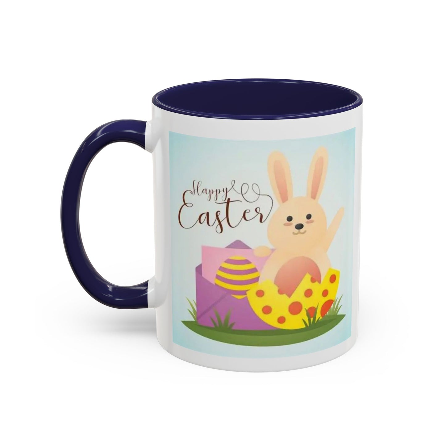 Easter Bunny Accent Coffee Mug – "Happy Easter" Spring Bunny & Egg Design (11/15oz)