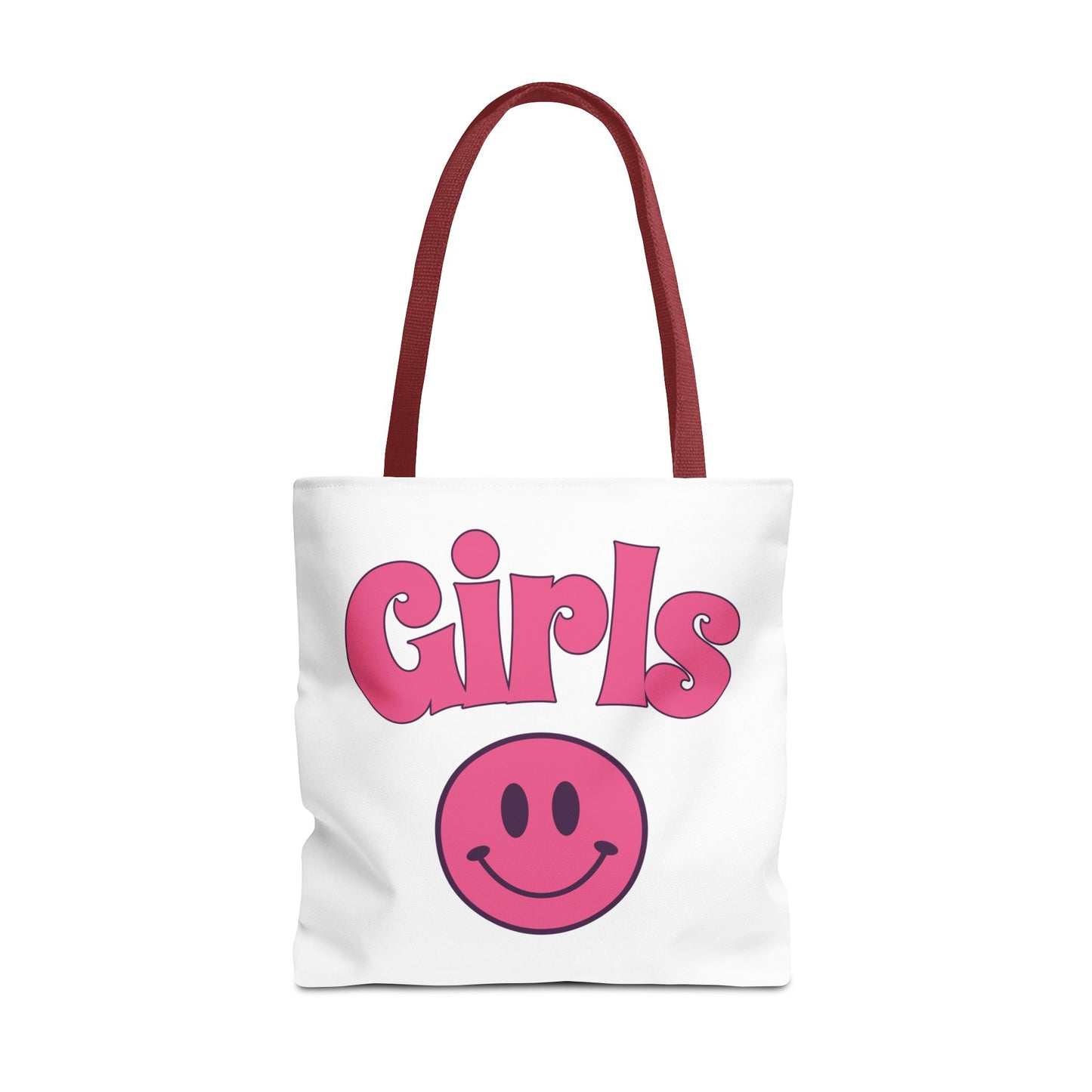 Girls Pink Smile Tote Bag — Cute Retro Smiley Shopper