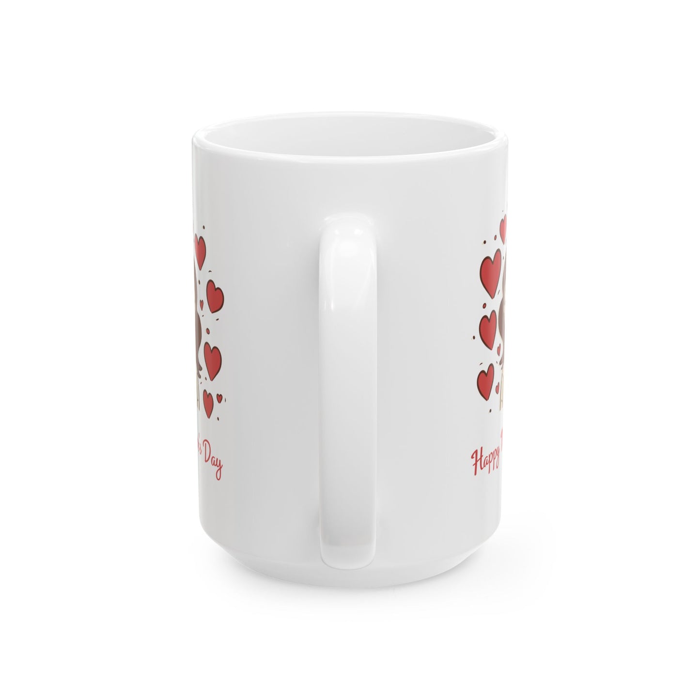 Valentine’s Day Heart Stack Ceramic Mug — 'Happy Day' Romantic Coffee Cup (11oz & 15oz)
