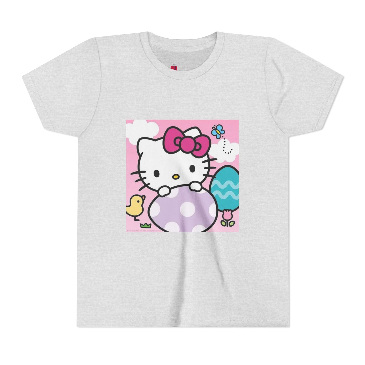 Hello Kitty Easter Youth Tee — Cute Bunny & Eggs Spring Shirt