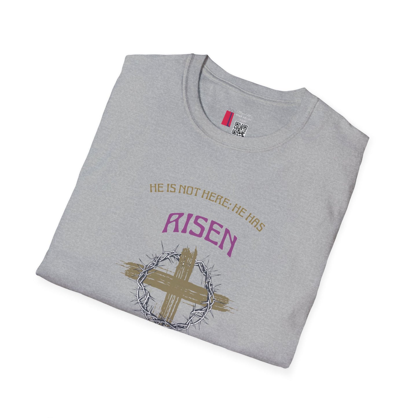 Christian Risen Cross T-Shirt — "He Is Not Here, He’s Risen" Easter Tee