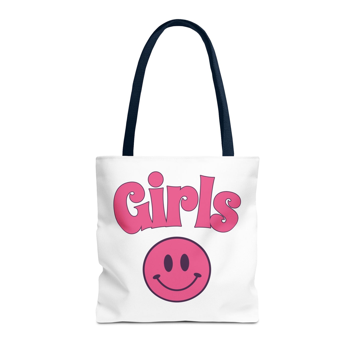 Girls Pink Smile Tote Bag — Cute Retro Smiley Shopper